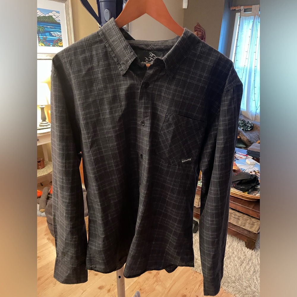 Planet Earth, size L, plaid button up shirt